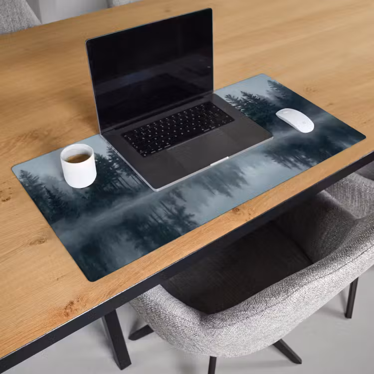 Bureau onderlegger - Bos - Meer - Mist - Natuur - Grijs — 3