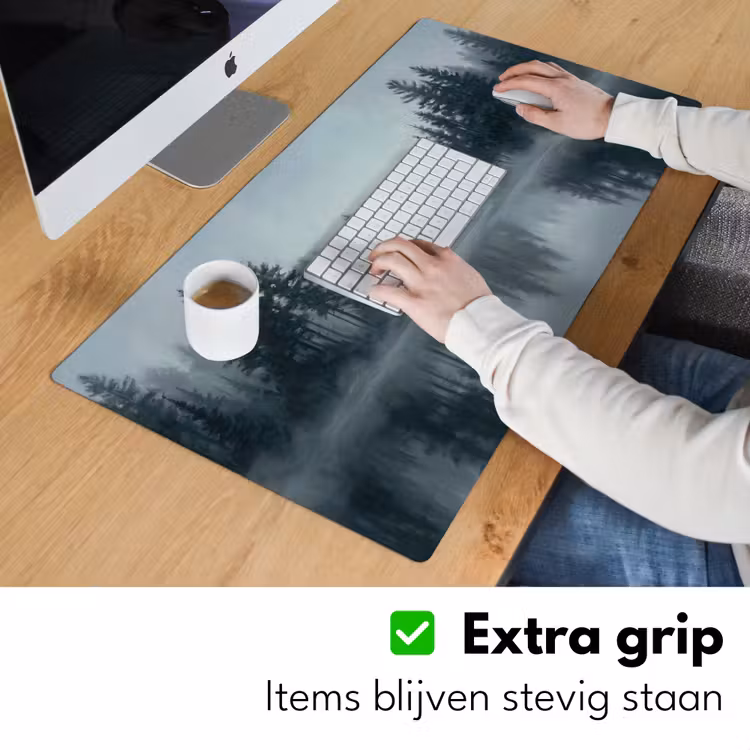 Bureau onderlegger - Bos - Meer - Mist - Natuur - Grijs — 6