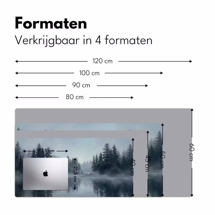 Bureau onderlegger - Bos - Meer - Mist - Natuur - Grijs — 8