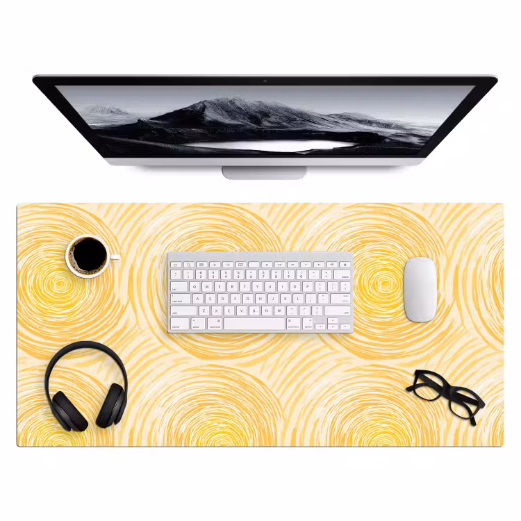 Bureau onderlegger - Cirkels - Abstract - Artistiek - Geel — 4