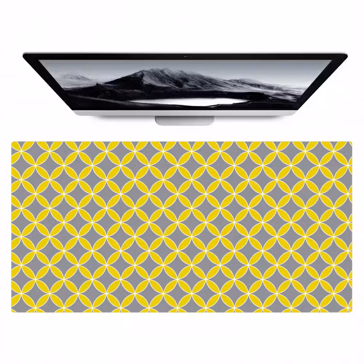 Bureau onderlegger - Geometrisch - Cirkels - Modern - Grijs - Geel — 1