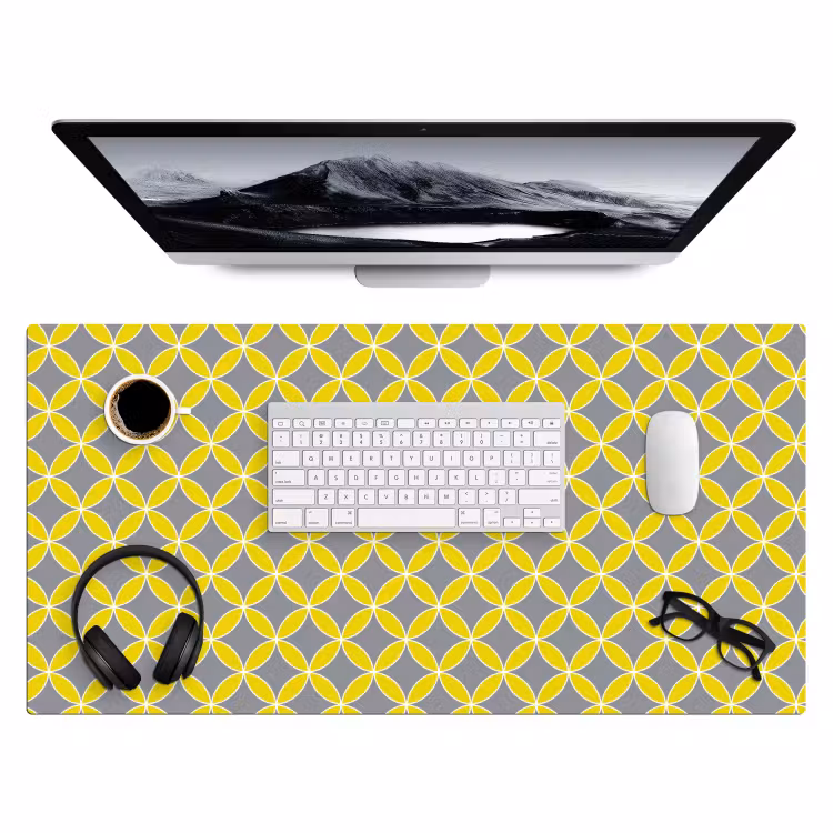 Bureau onderlegger - Geometrisch - Cirkels - Modern - Grijs - Geel — 4