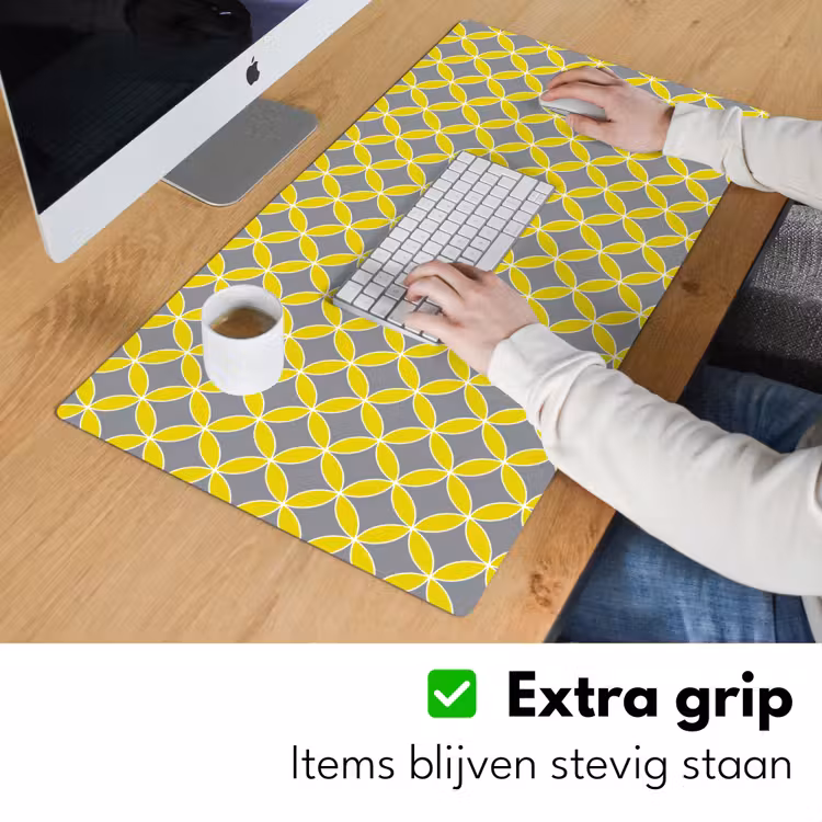 Bureau onderlegger - Geometrisch - Cirkels - Modern - Grijs - Geel — 6