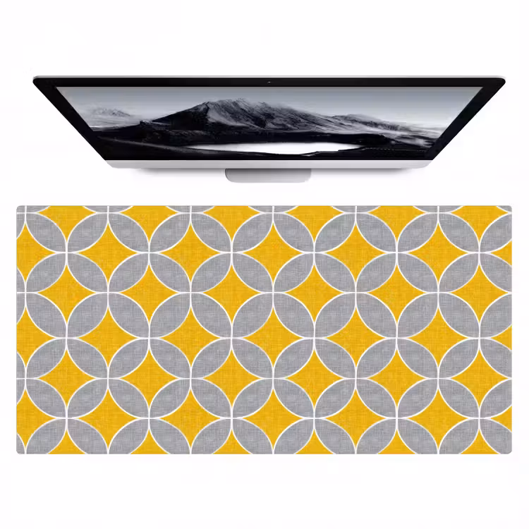 Bureau onderlegger - Geometrisch - Cirkels - Textuur - Grijs - Geel — 1