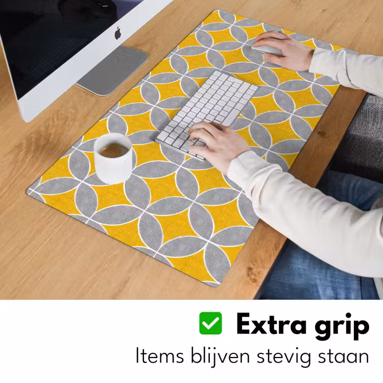 Bureau onderlegger - Geometrisch - Cirkels - Textuur - Grijs - Geel — 6