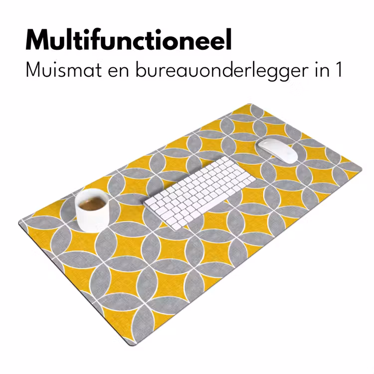 Bureau onderlegger - Geometrisch - Cirkels - Textuur - Grijs - Geel — 7