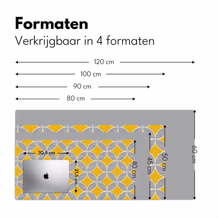 Bureau onderlegger - Geometrisch - Cirkels - Textuur - Grijs - Geel — 8