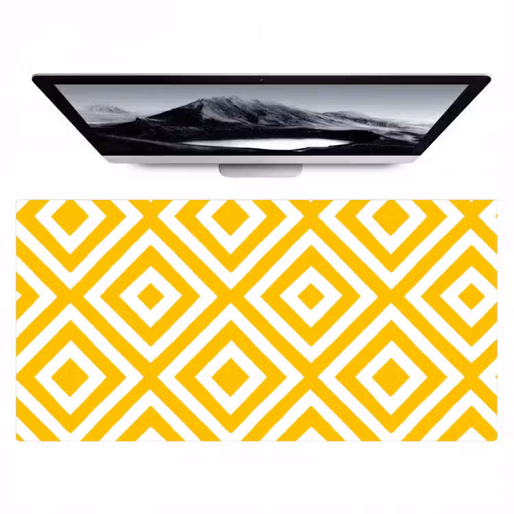 Bureau onderlegger - Geometrisch - Lijnen - Modern - Geel - Wit — 1