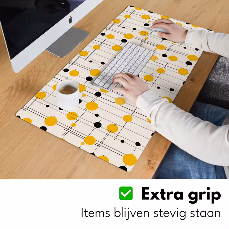 Bureau onderlegger - Geometrisch - Retro - Lijnen - Okergeel - Zwart — 6