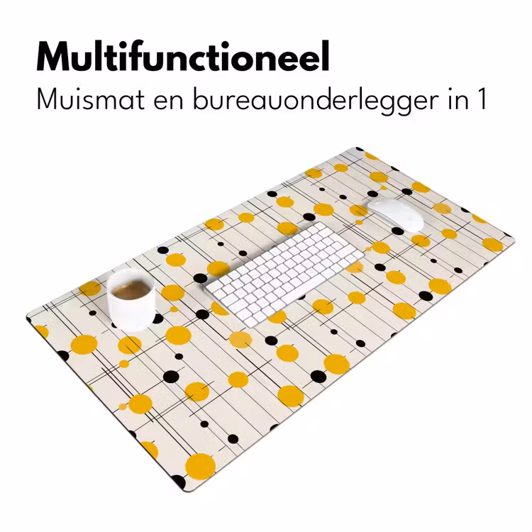 Bureau onderlegger - Geometrisch - Retro - Lijnen - Okergeel - Zwart — 7