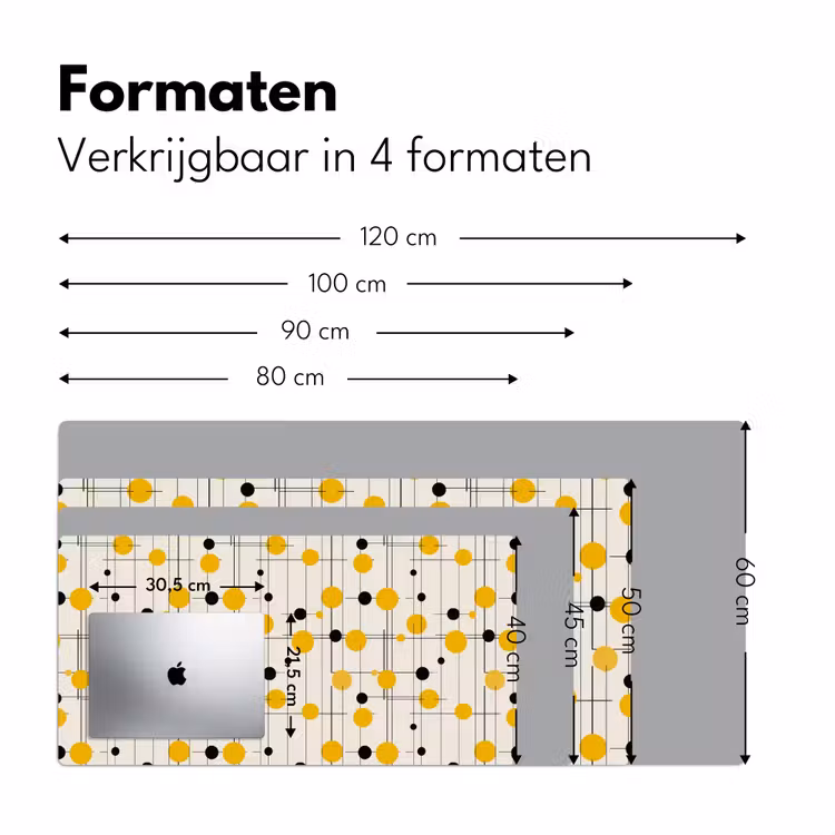 Bureau onderlegger - Geometrisch - Retro - Lijnen - Okergeel - Zwart — 8