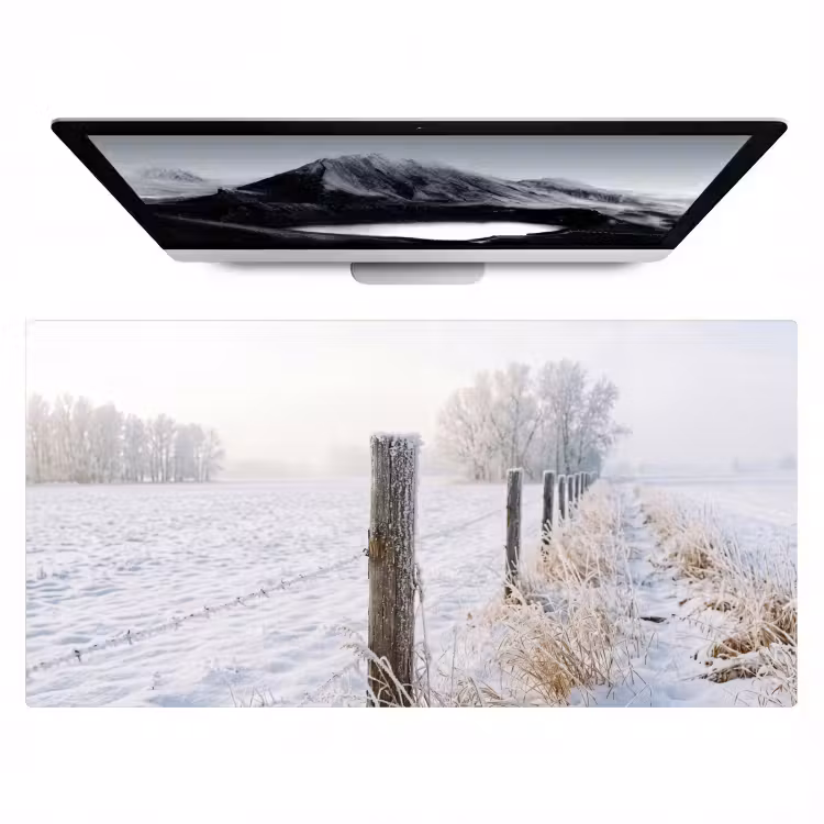 Bureau onderlegger - Hek - Sneeuw - Mist - Platteland - Nostalgisch — 1