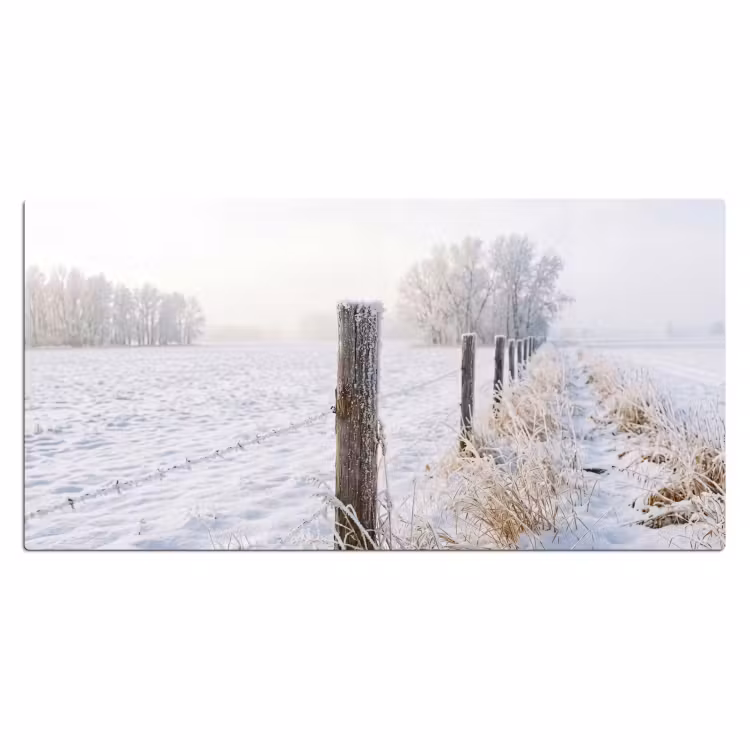 Bureau onderlegger - Hek - Sneeuw - Mist - Platteland - Nostalgisch — 2