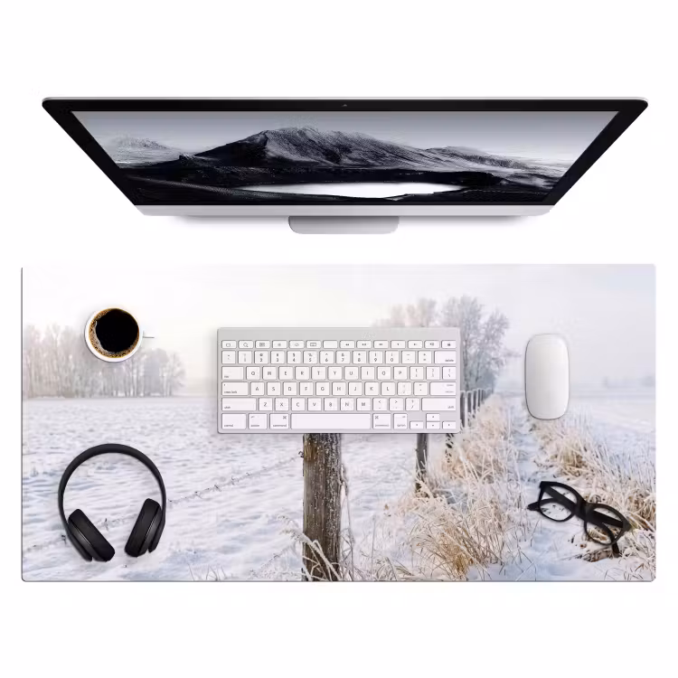 Bureau onderlegger - Hek - Sneeuw - Mist - Platteland - Nostalgisch — 4