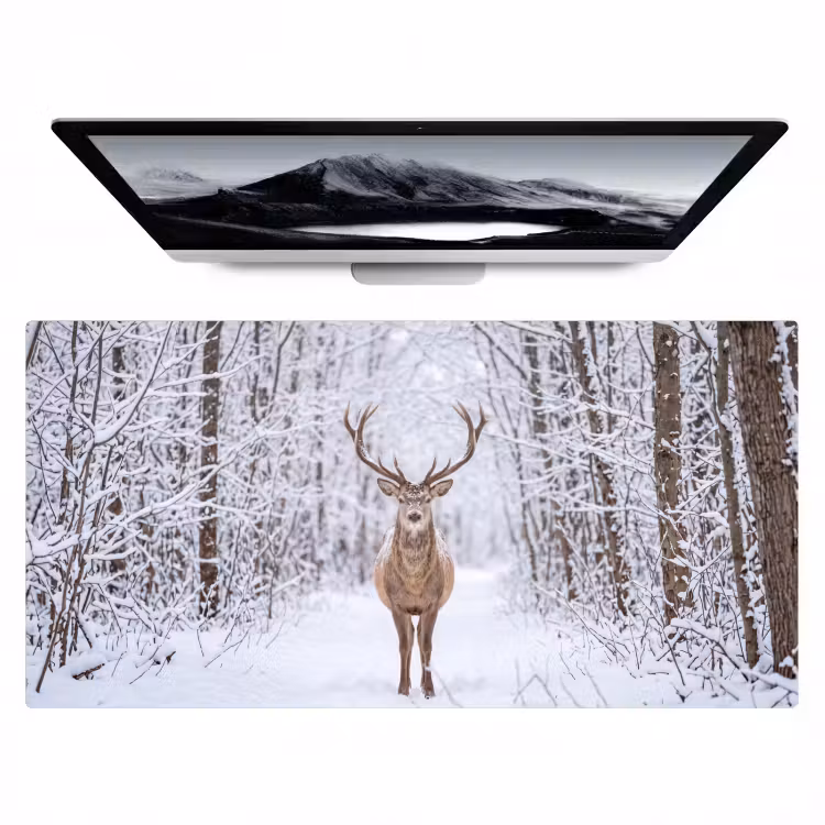 Bureau onderlegger - Hert - Winter - Bos - Natuur - Wit — 1