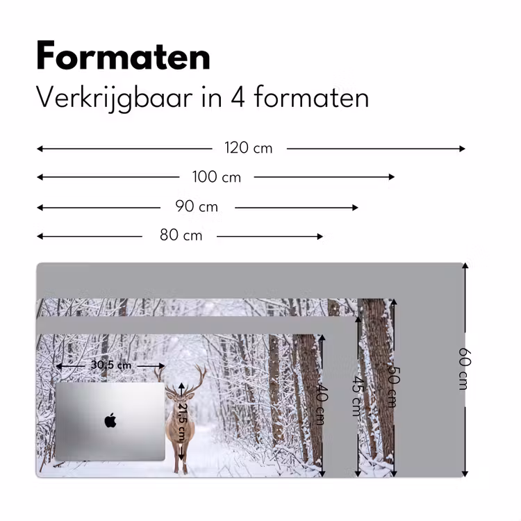 Bureau onderlegger - Hert - Winter - Bos - Natuur - Wit — 8
