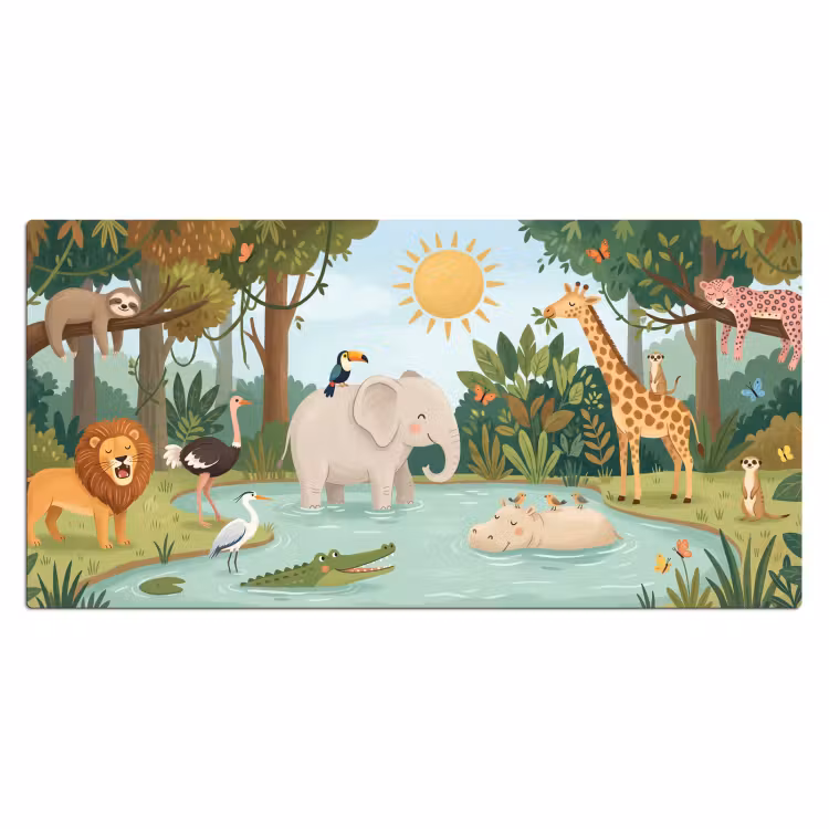 Bureau onderlegger - Jungle - Oase - Dieren - Kleurrijk — 2