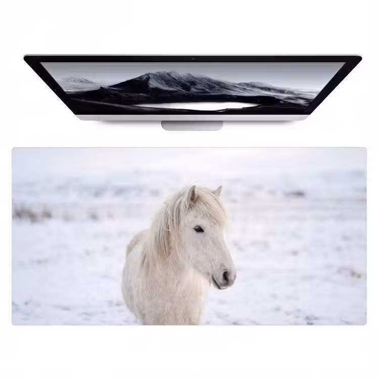 Bureau onderlegger - Paard - Kop - Winter - Dieren - Wit — 1