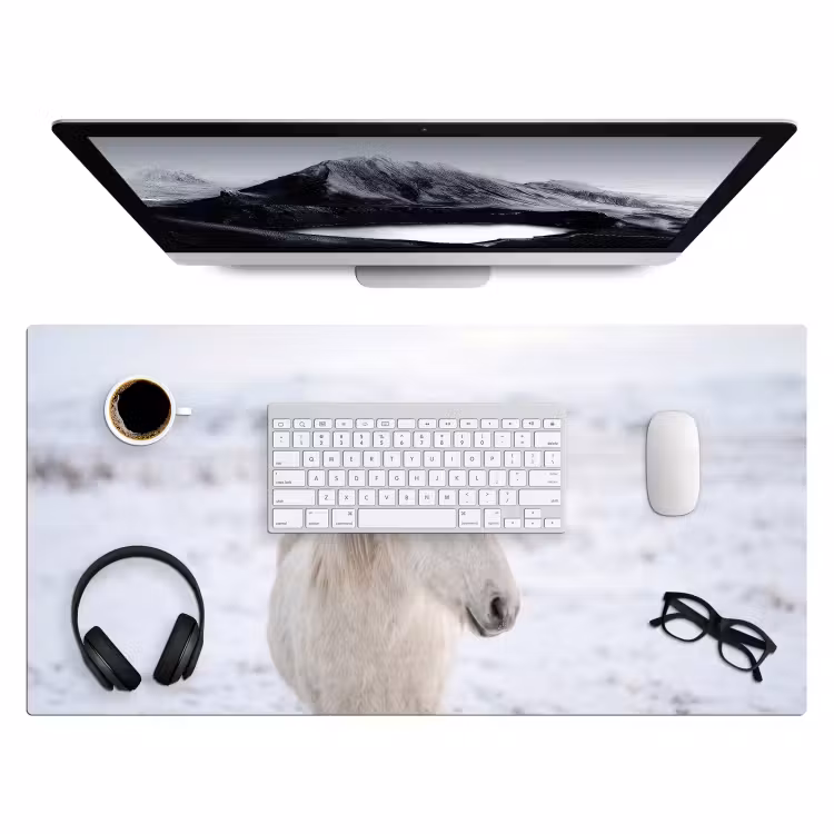 Bureau onderlegger - Paard - Kop - Winter - Dieren - Wit — 4
