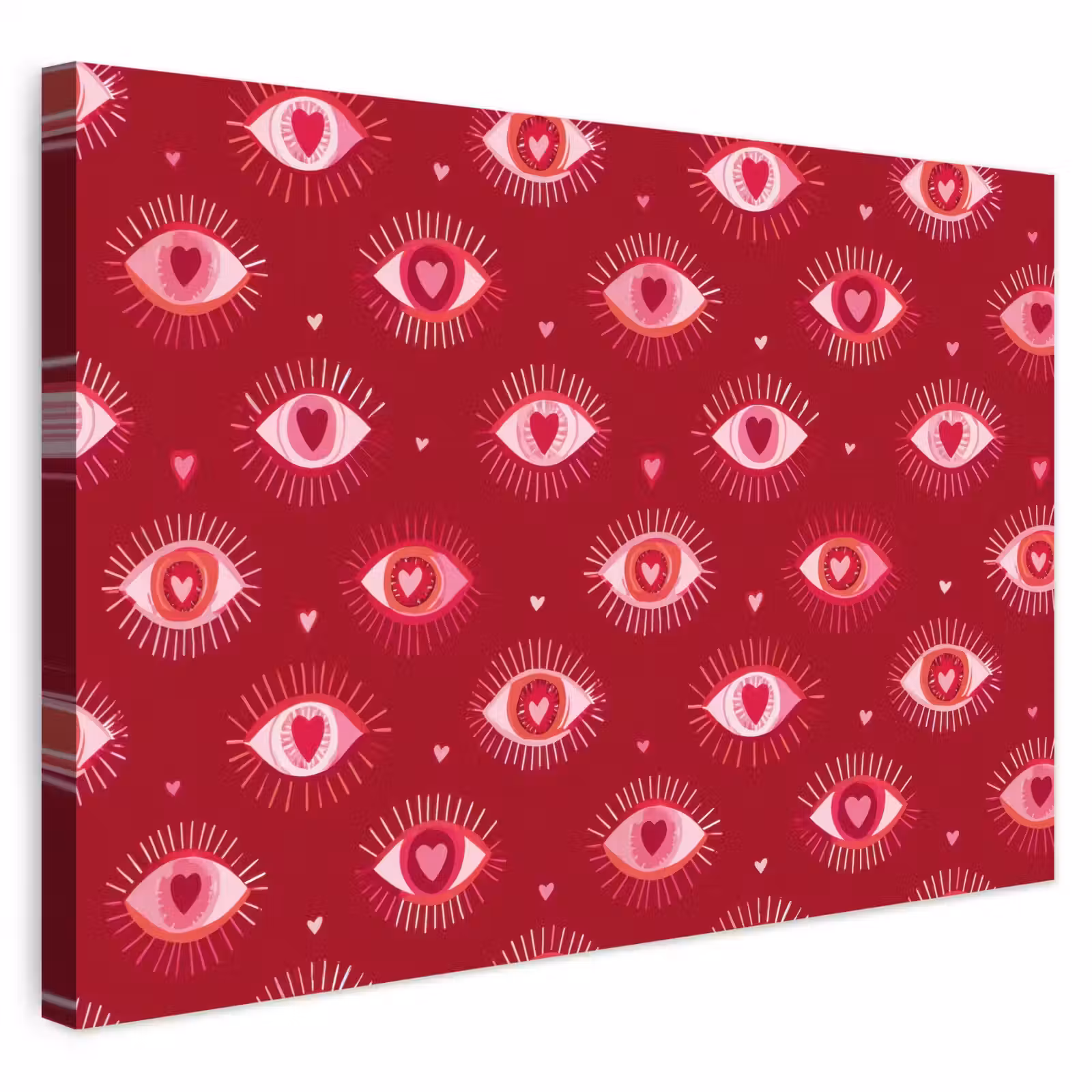 Buiten canvas - Ogen - Patroon - Roze - Donkerrood — 1