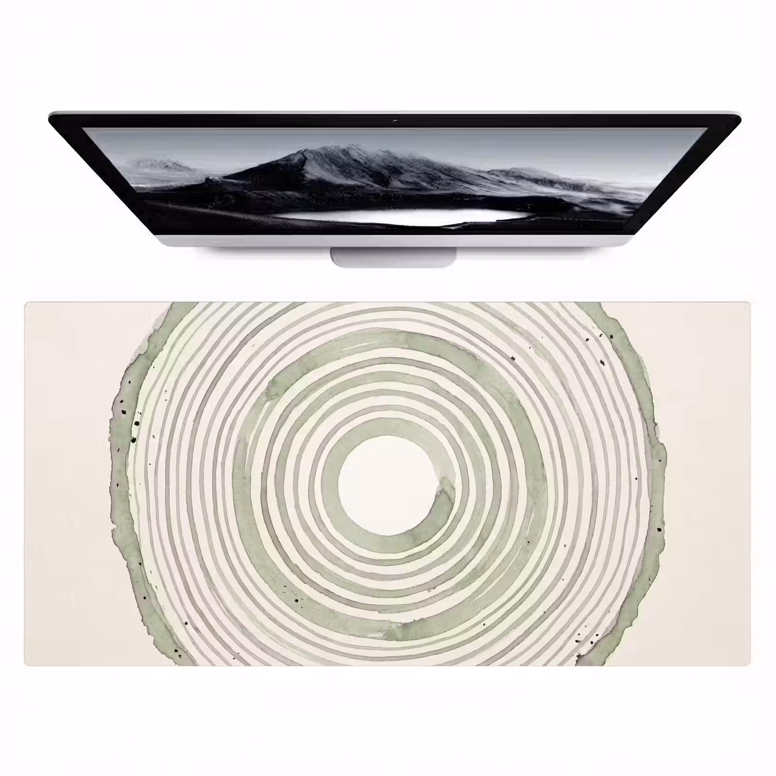 Bureau onderlegger - Abstractie - Cirkels - Waterverf - Groen - Modern — 1