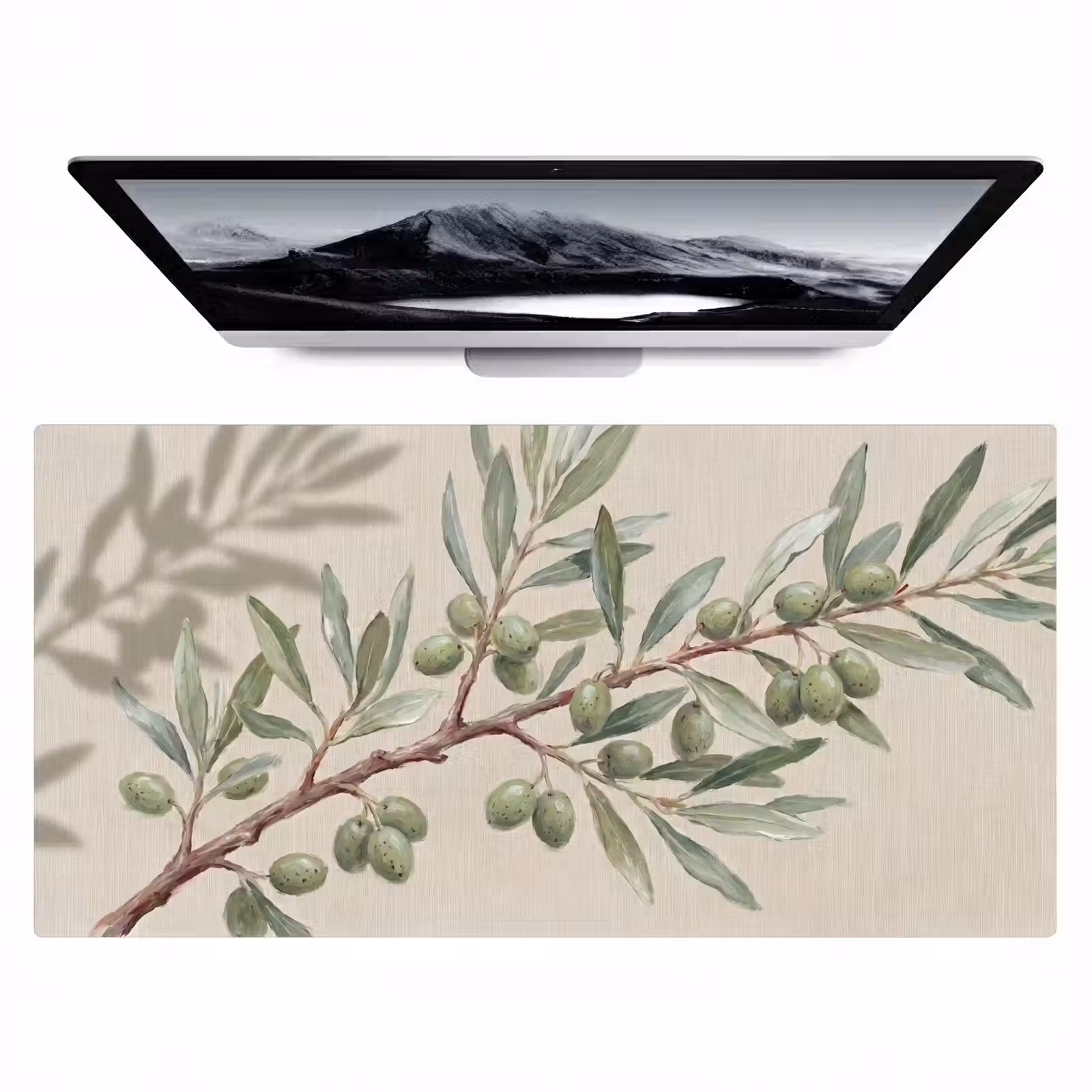 Bureau onderlegger - Olijftak - Bladeren - Natuur - Groen - Beige — 1