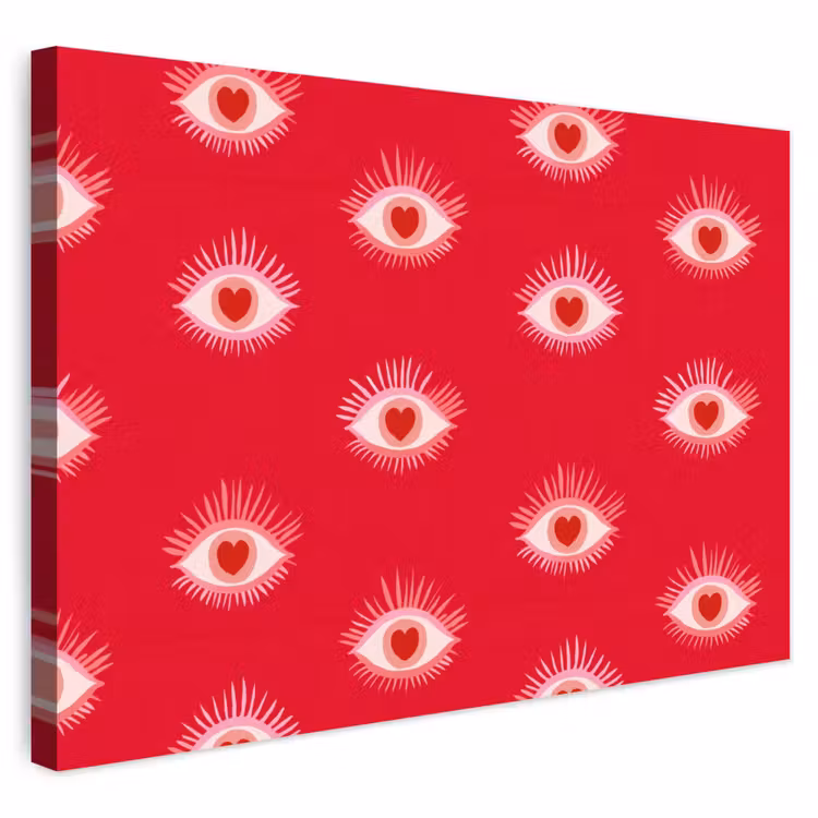Buiten canvas - Ogen - Hart - Abstract - Rood - Roze — 1