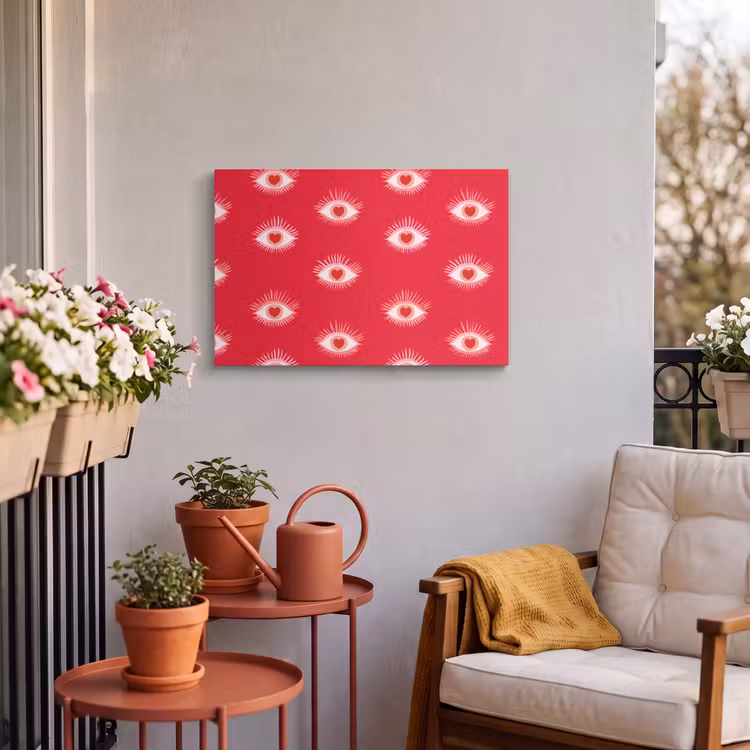 Buiten canvas - Ogen - Hart - Abstract - Rood - Roze — 4