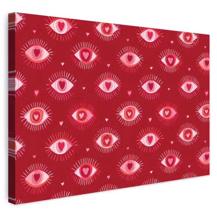 Buiten canvas - Ogen - Patroon - Roze - Donkerrood — 1
