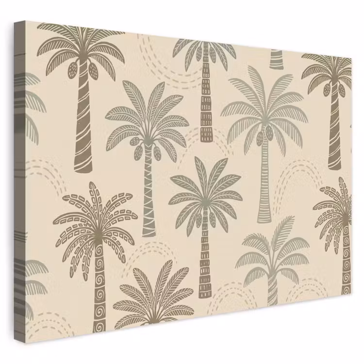 Buiten canvas - Palmbomen - Patroon - Tropisch - Beige — 1