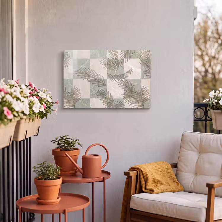 Buiten canvas - Planten - Bladeren - Marmer - Modern - Groen — 4