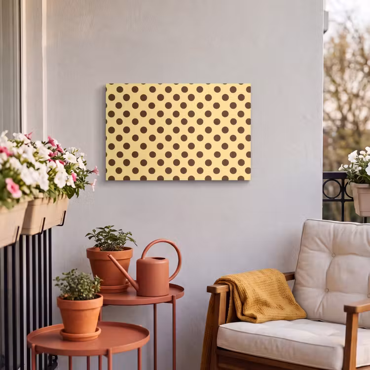 Buiten canvas - Polka Dot - Stippen - Retro - Geel - Bruin — 4