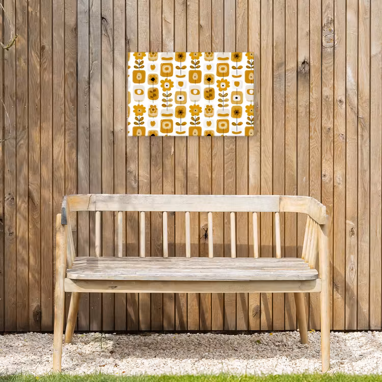 Buiten canvas - Retro - Abstract - Bloemen - Okergeel — 3