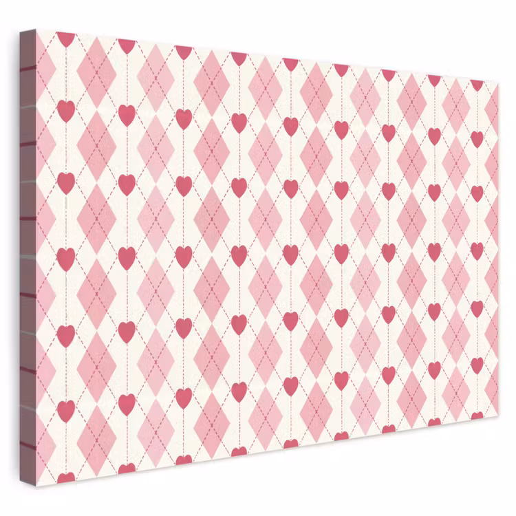 Buiten canvas - Ruiten - Klassiek - Roze - Wit — 1