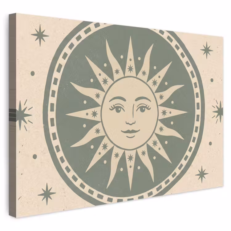 Buiten canvas - Zon - Sterren - Astrologie - Vintage - Groen — 1