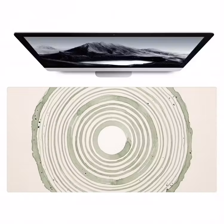 Bureau onderlegger - Abstractie - Cirkels - Waterverf - Groen - Modern — 1