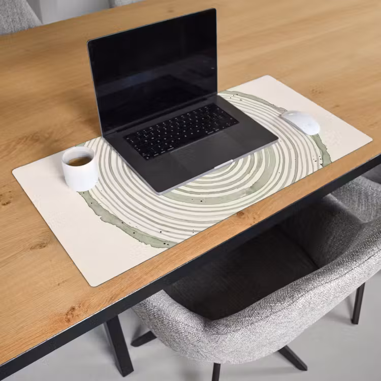 Bureau onderlegger - Abstractie - Cirkels - Waterverf - Groen - Modern — 3