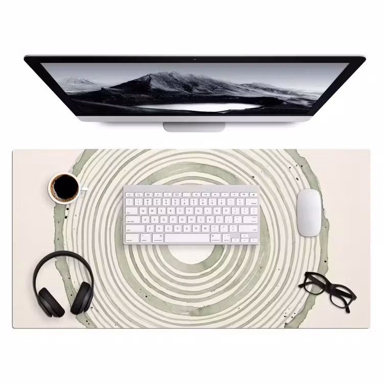 Bureau onderlegger - Abstractie - Cirkels - Waterverf - Groen - Modern — 4