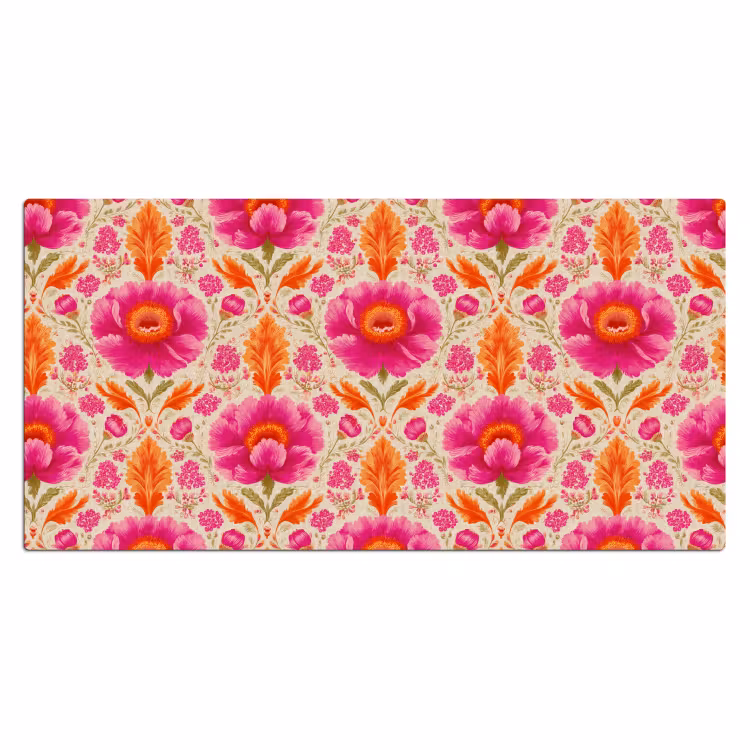 Bureau onderlegger - Bloemen - Barok - Roze - Oranje — 2