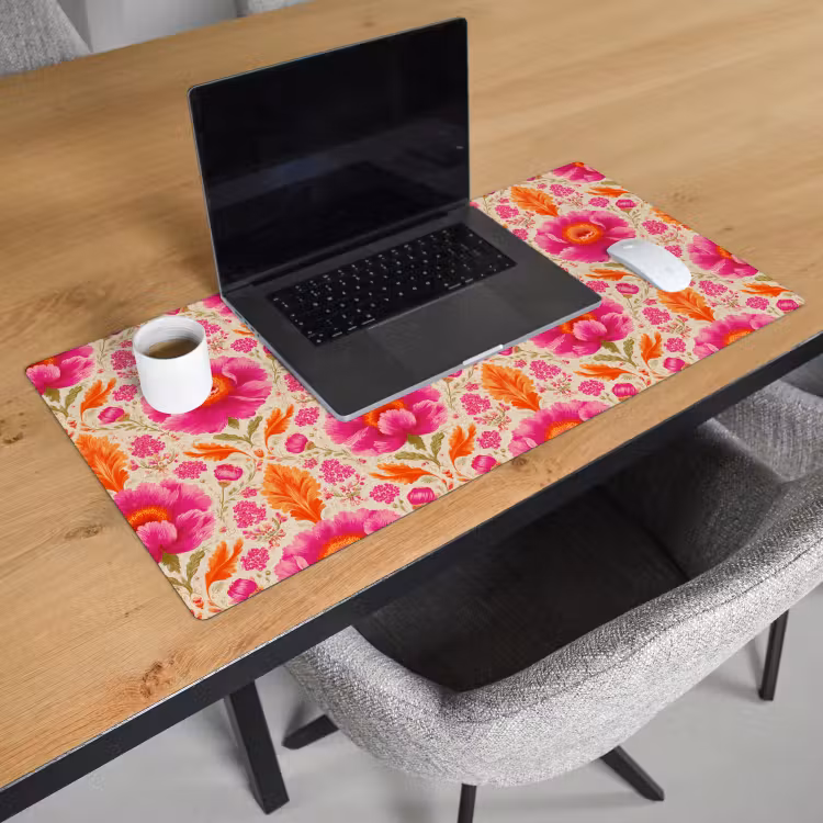 Bureau onderlegger - Bloemen - Barok - Roze - Oranje — 3