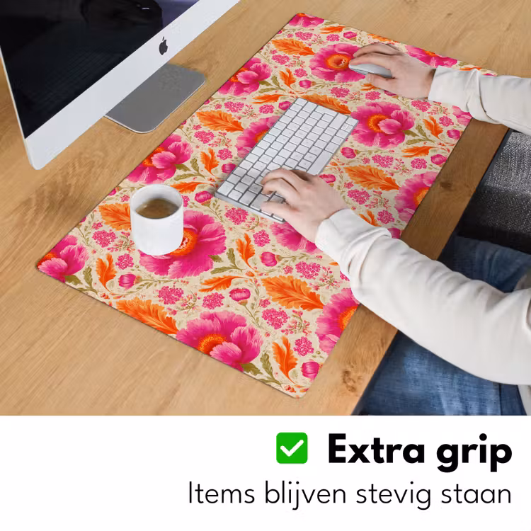 Bureau onderlegger - Bloemen - Barok - Roze - Oranje — 6