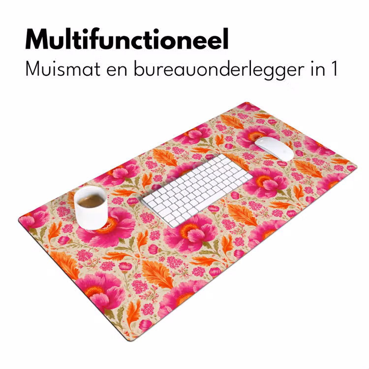 Bureau onderlegger - Bloemen - Barok - Roze - Oranje — 7