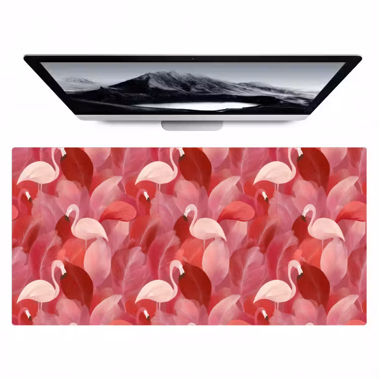 Bureau onderlegger - Flamingo - Botanisch - Elegant - Roze - Rood — 1