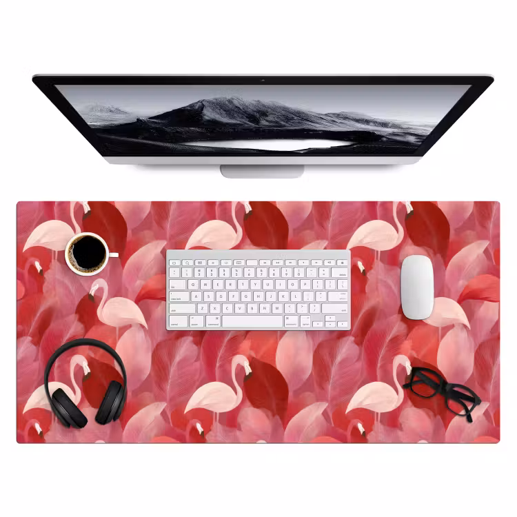 Bureau onderlegger - Flamingo - Botanisch - Elegant - Roze - Rood — 4