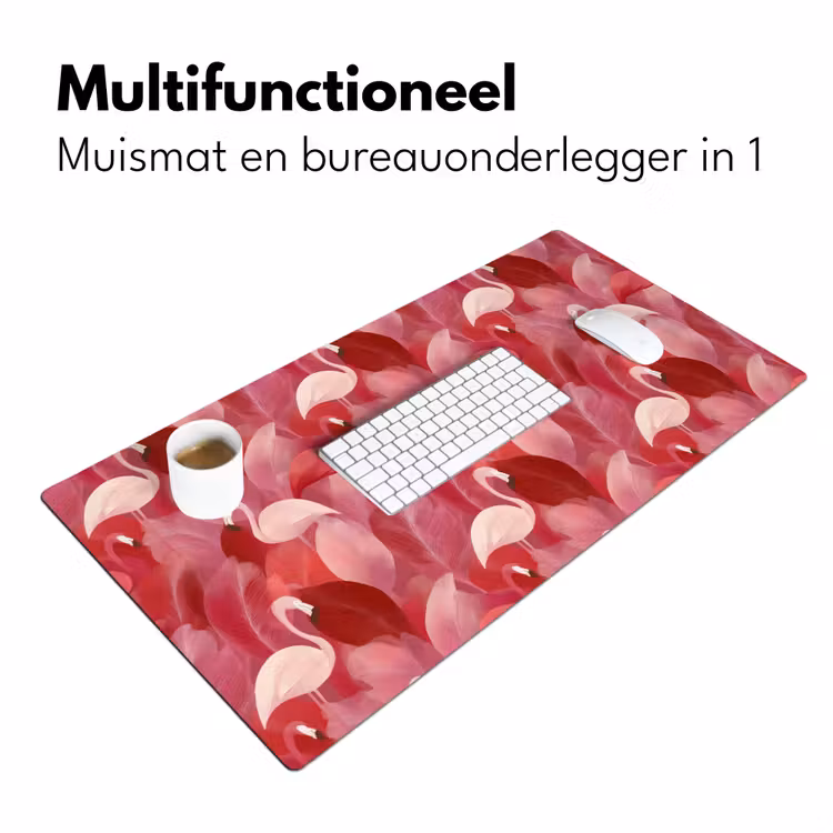Bureau onderlegger - Flamingo - Botanisch - Elegant - Roze - Rood — 7