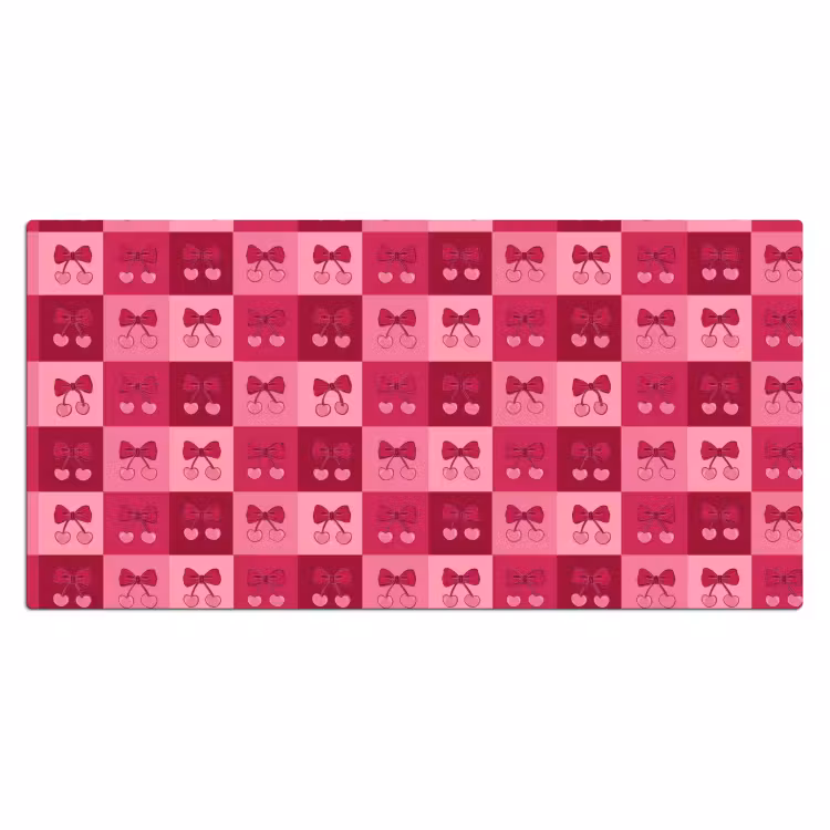Bureau onderlegger - Kersen - Strikjes - Speels - Roze - Bordeaux — 2