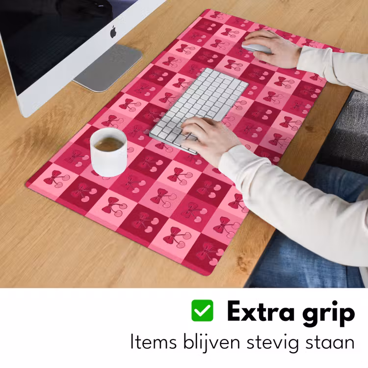 Bureau onderlegger - Kersen - Strikjes - Speels - Roze - Bordeaux — 6