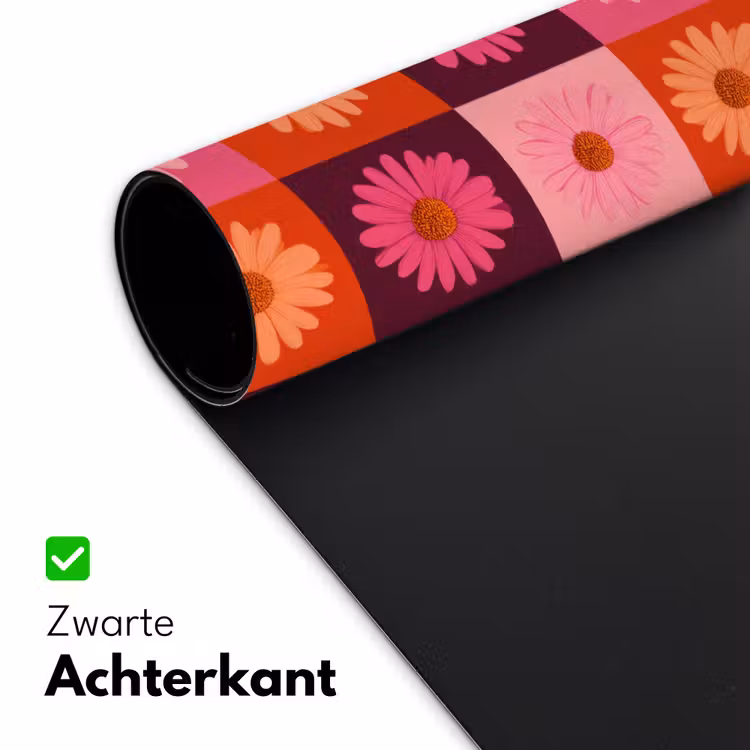 Bureau onderlegger - Madeliefjes - Dambord - Retro - Roze - Oranje — 5