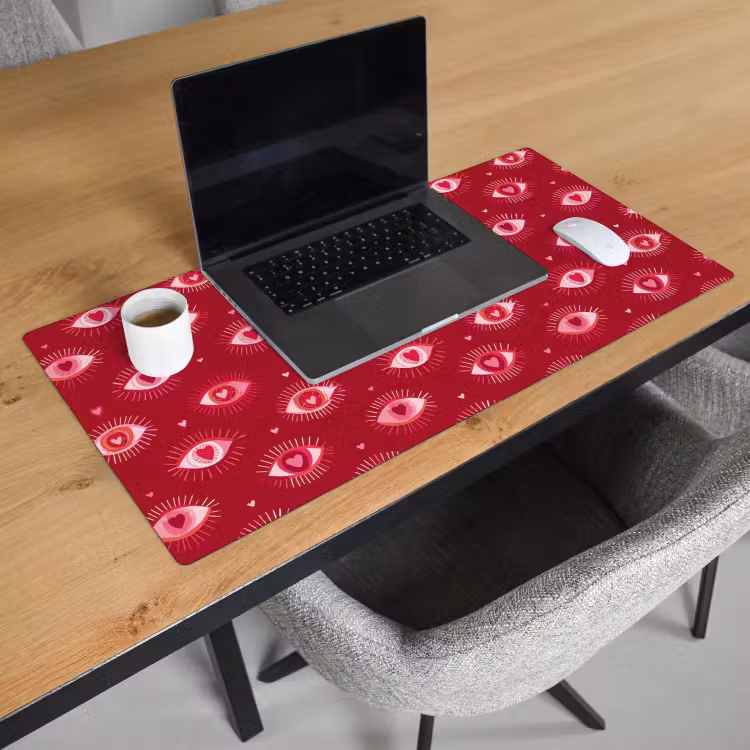 Bureau onderlegger - Ogen - Patroon - Roze - Donkerrood — 3