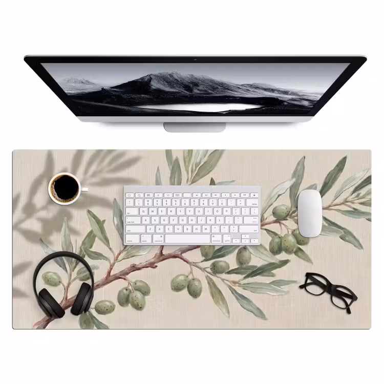 Bureau onderlegger - Olijftak - Bladeren - Natuur - Groen - Beige — 4